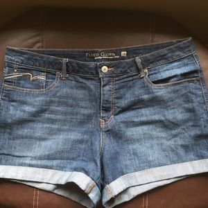 Faded Glory Dark Blue Jean Shorts with Rolled Cuff